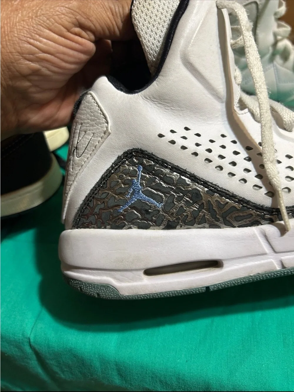 Jordan High Top Sneakers - White with Light Blue Accents